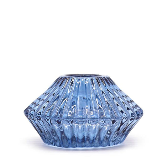 Reversible Flower Design Dinner/Tea Light Candle Holder - Blue