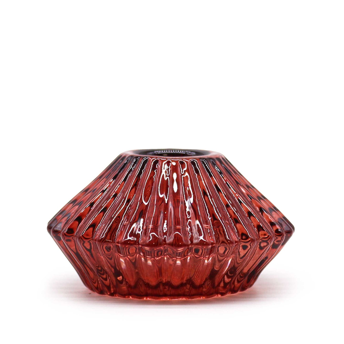 Reversible Flower Design Dinner/Tea Light Candle Holder - Vampire Red