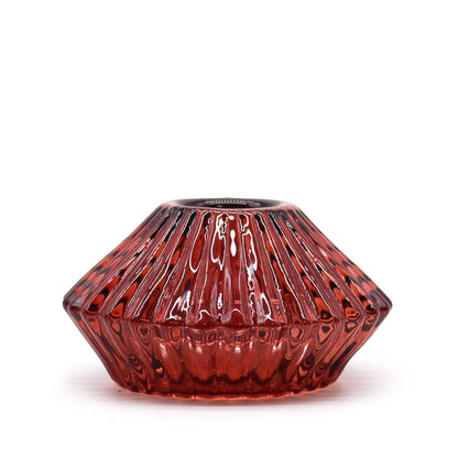 Reversible Flower Design Dinner/Tea Light Candle Holder - Vampire Red