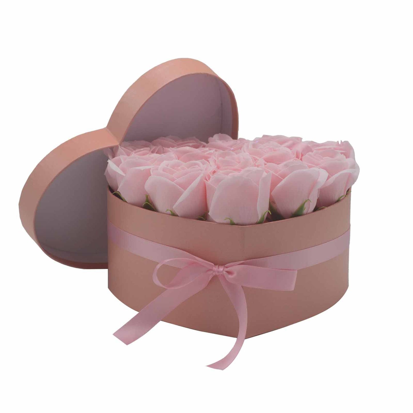 Gift Box - Soap Flower 13 Pink Roses - Heart