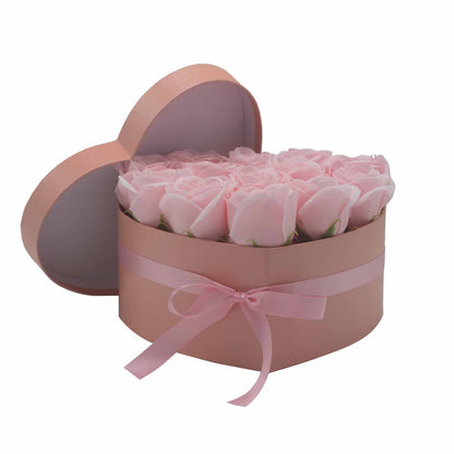 Gift Box - Soap Flower 13 Pink Roses - Heart