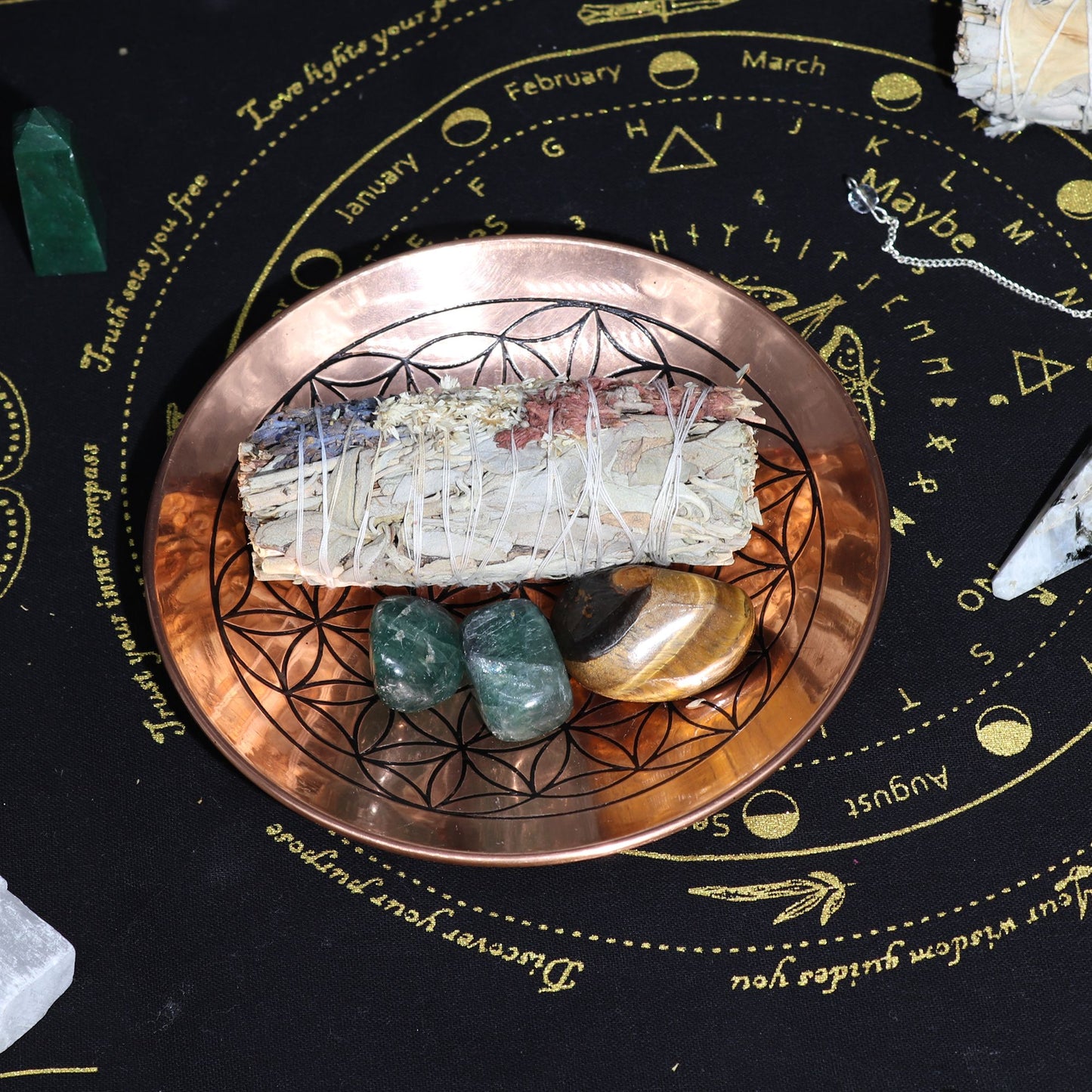 Copper offering plate - Flower of Life