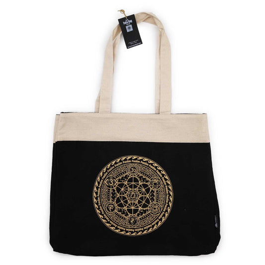 Bolso tote extragrande de chocolate lavado a la piedra 14 oz - Chakra de la libertad