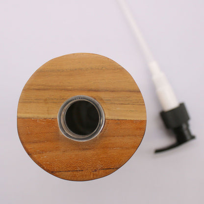 Dispensador de jabón de madera de teca natural - Redondo