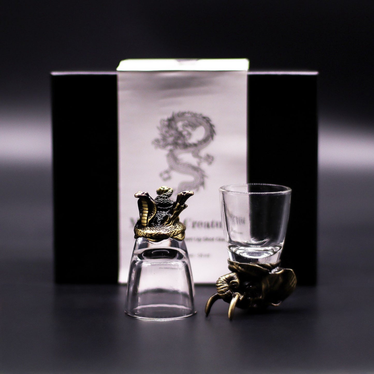 Gift set of 6 shot glasses (50 ml) - Wild Forest Creatures - Antique Bronze