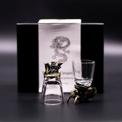 Gift set of 6 shot glasses (50 ml) - Wild Forest Creatures - Antique Bronze
