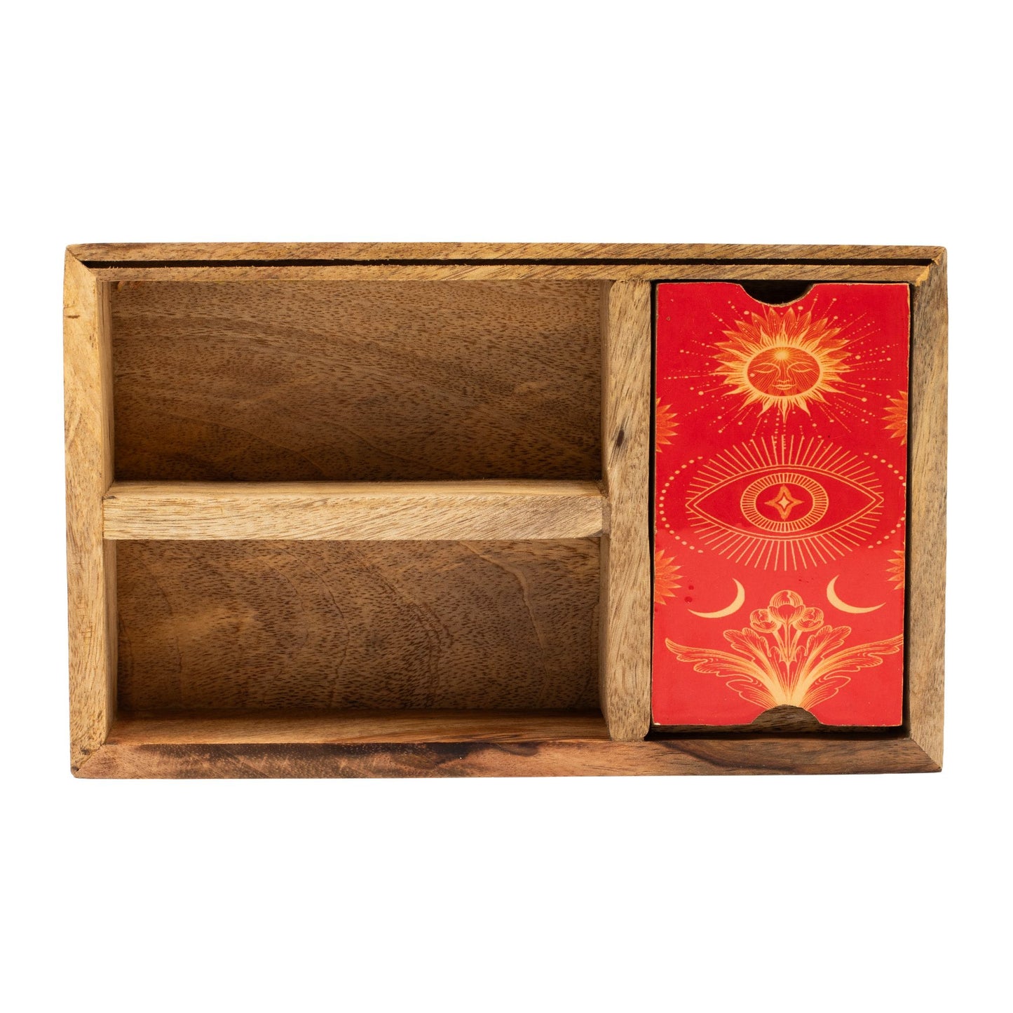 Caja de Tarot de Tres Secciones con Soporte para Cartas