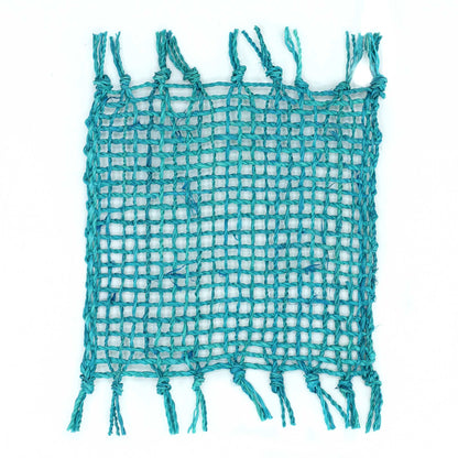 Set of 4 Natural Fringe Coasters - Turquoise