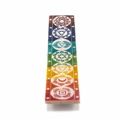 Soapstone Incense Holder Seven Chakra - 26x5cm