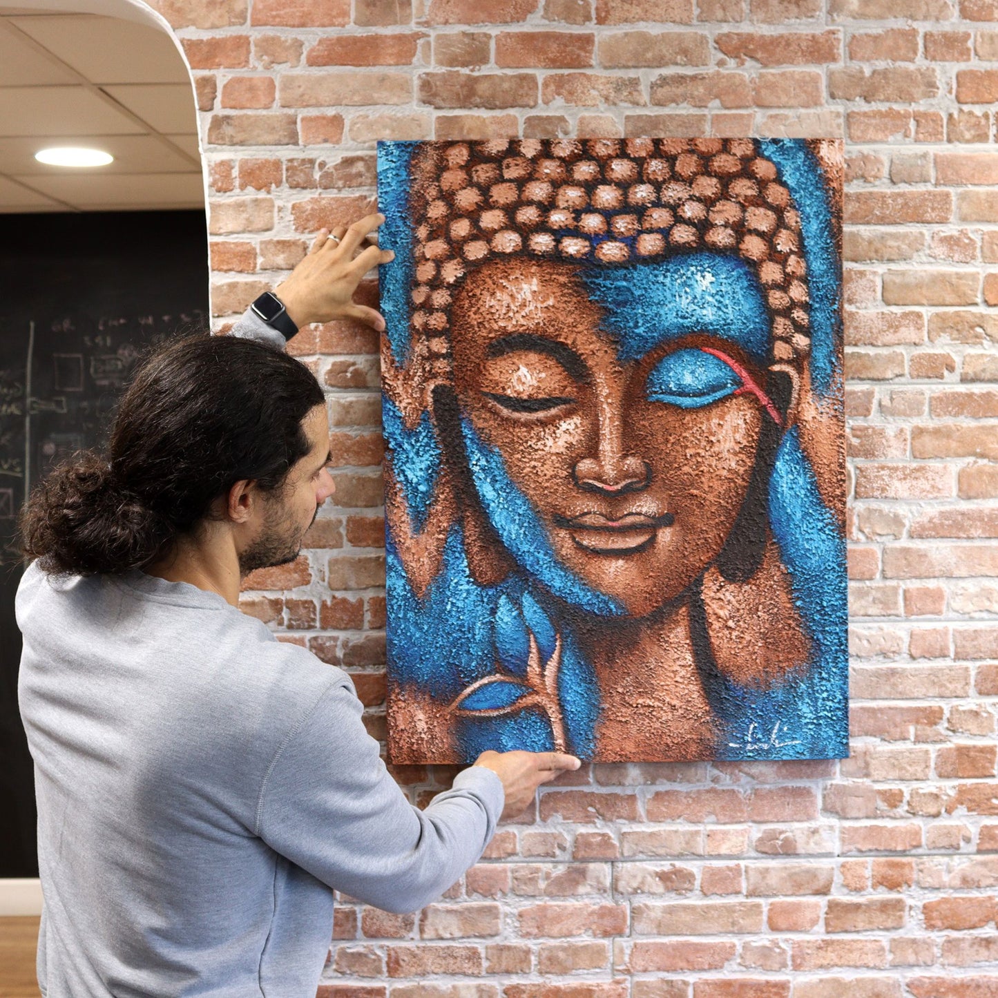 Buddha Painting - Blue and Gold Flower