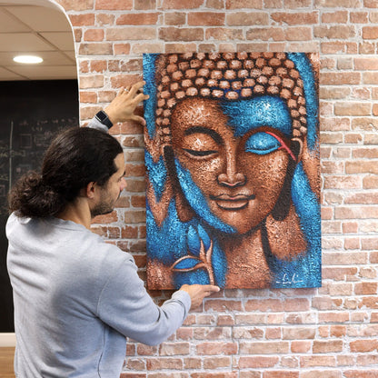 Buddha Painting - Blue and Gold Flower