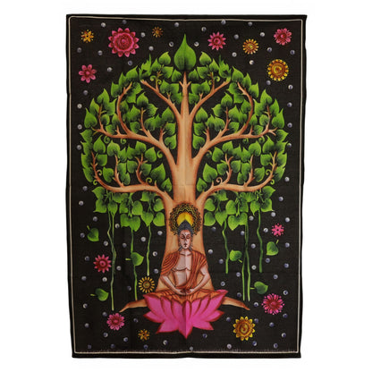 Arte para pared de algodón (70x110cm) - Árbol Bodhi de Buda