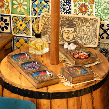 Juego de bandejas de mango esmaltadas Mediano - Hamsa