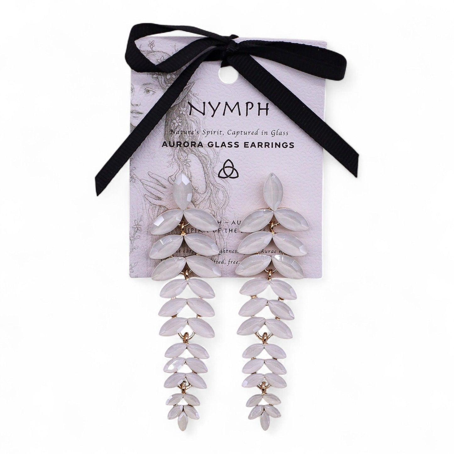 Vintage Crystal Earrings - Long - Pearl