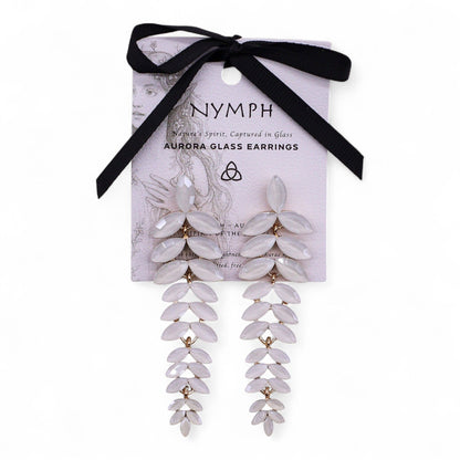 Vintage Crystal Earrings - Long - Pearl