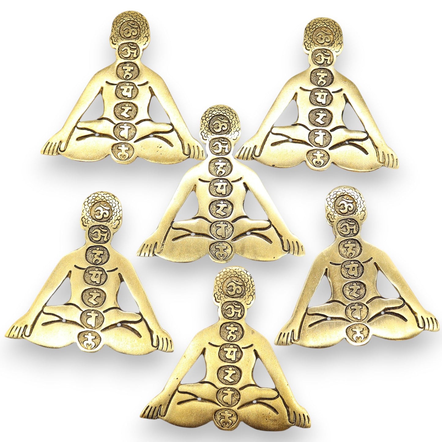 Yoga Incense Holder Seven Chakras Golden Aluminum 12x12cm