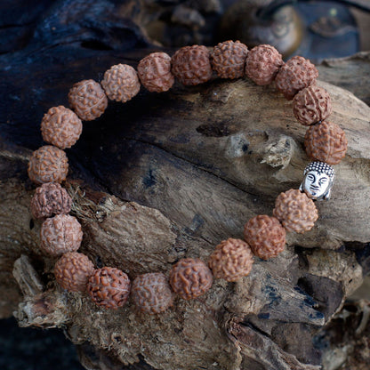 Rudraksha Buddha Japa Mala Bracelet - Natural