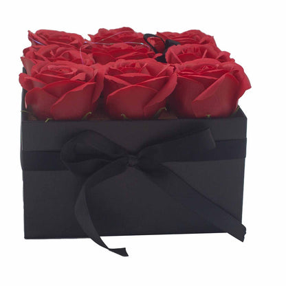 Gift Box - Soap Flower 9 Red Roses - Square