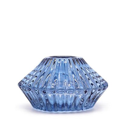 Reversible Flower Design Dinner/Tea Light Candle Holder - Blue