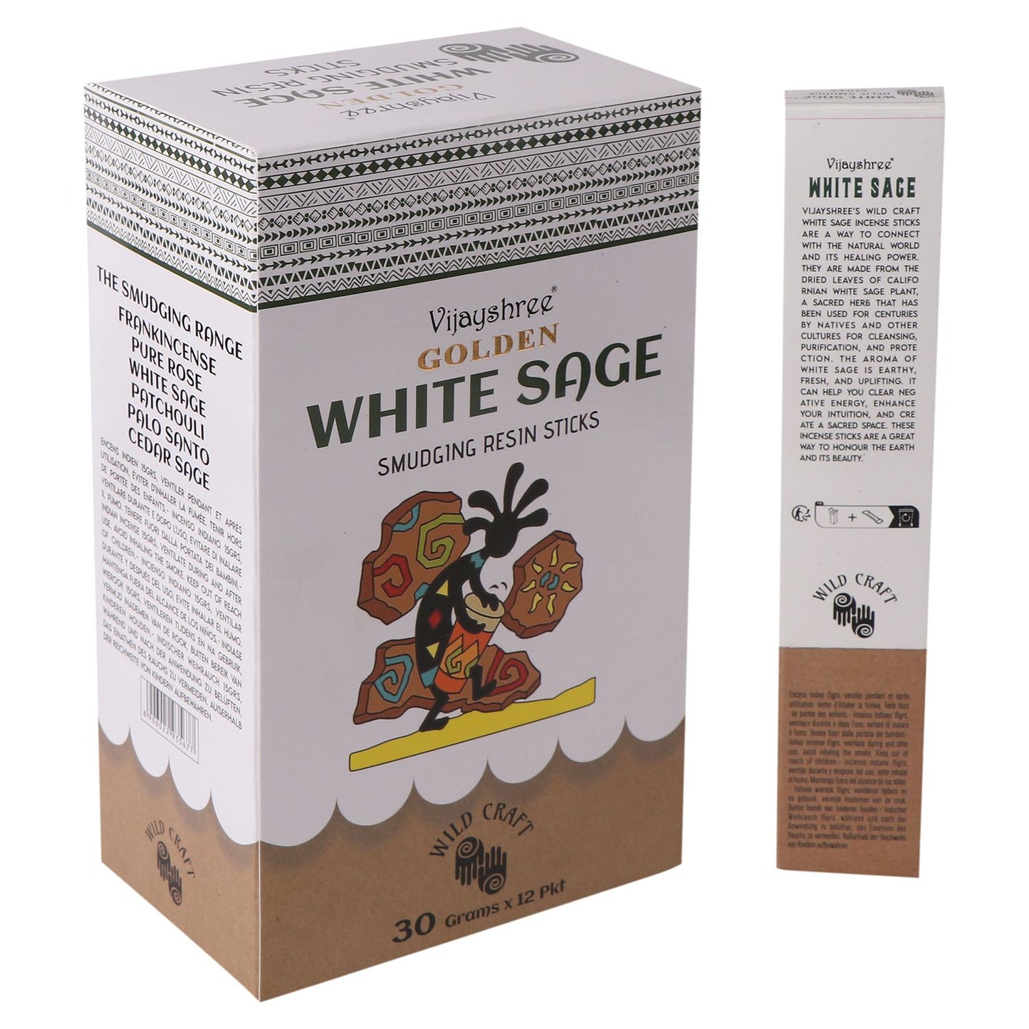Golden White Sage Smudging Resin Sticks 30g (6 Count)