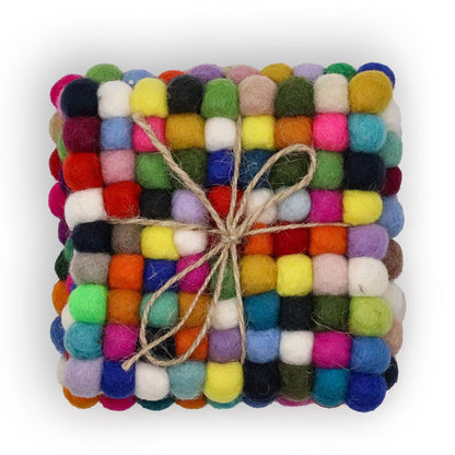 10cm square felt coasters, multicolored grey (set of 4)