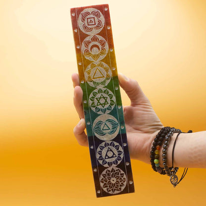 Soapstone Incense Holder Seven Chakra - 26x5cm