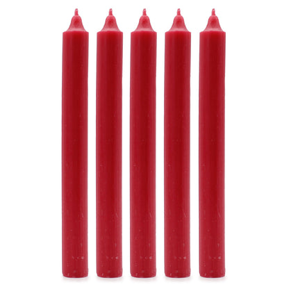 Bulk Solid Colour Dinner Candles - Rustic Red - Pack of 10