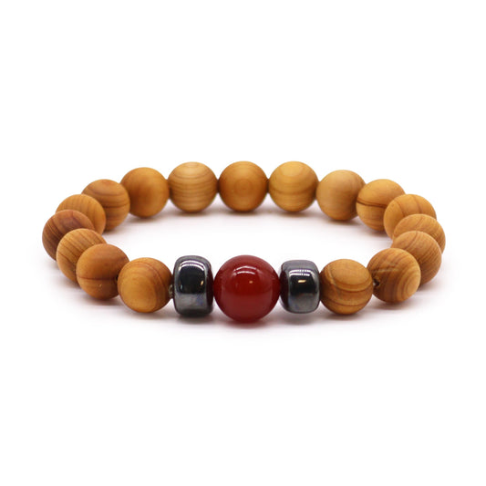 Cedar Bracelet - Root Chakra - Red Jasper