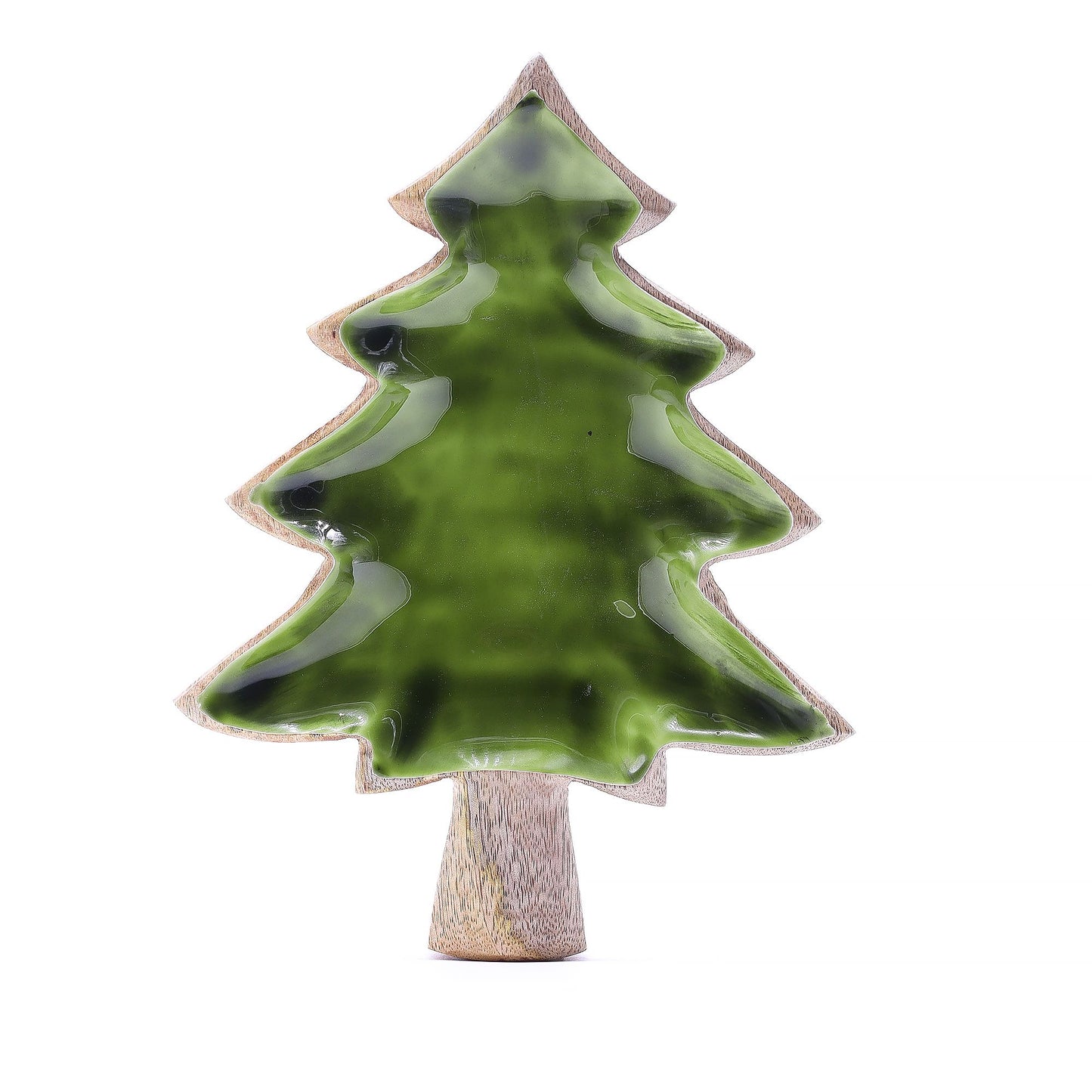 Lost in the Forest - Enameled Wooden Bowl with Tree Design - 25x19 cm