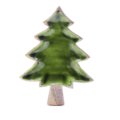 Lost in the Forest - Enameled Wooden Bowl with Tree Design - 25x19 cm