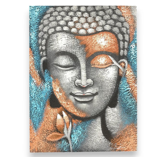Buddha Painting - Silver and Rose Gold Flower