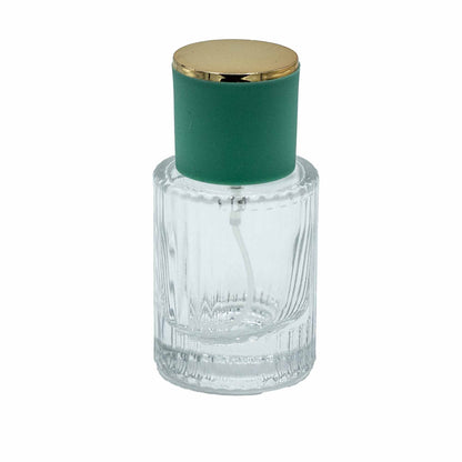 Flacons de parfum en verre avec vaporisateur et bouchon vert, 30 ml