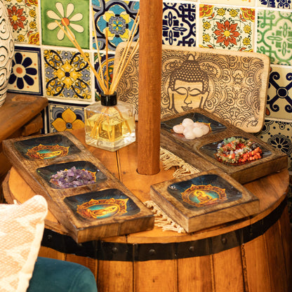 Grande Conjunto de bandejas esmaltadas de mango - Buda