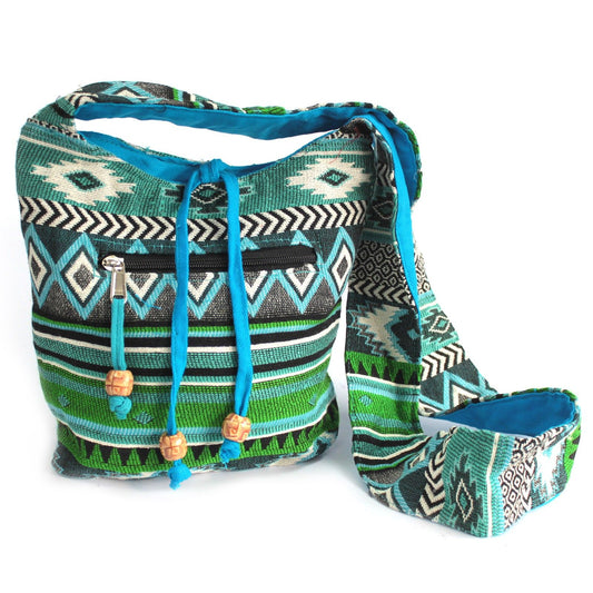 Jacquard fabric - Small backpack teal