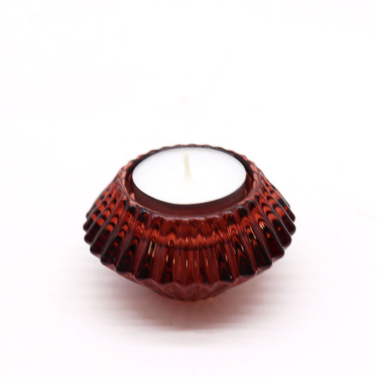 Reversible Flower Design Dinner/Tea Light Candle Holder - Vampire Red