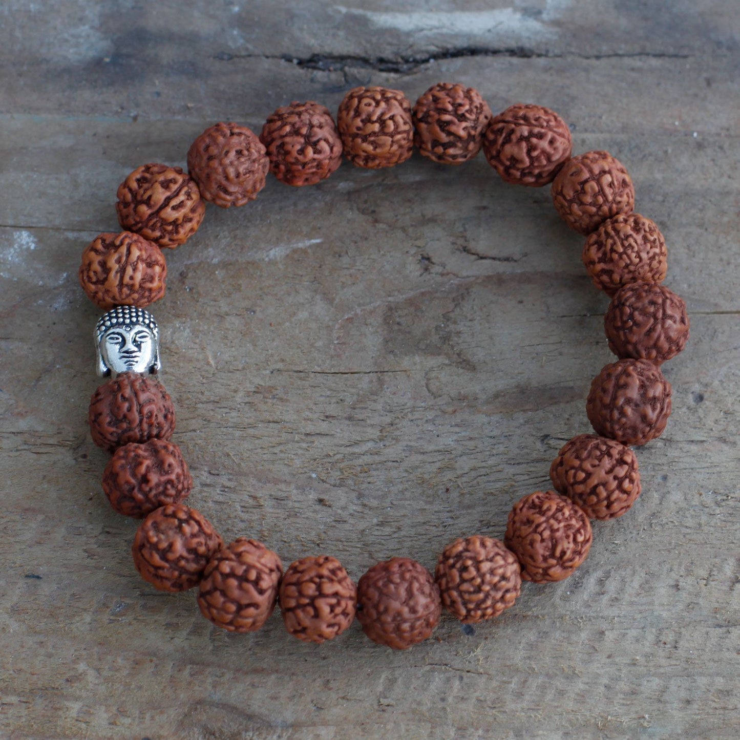 Rudraksha Buddha Japa Mala Bracelet - Natural