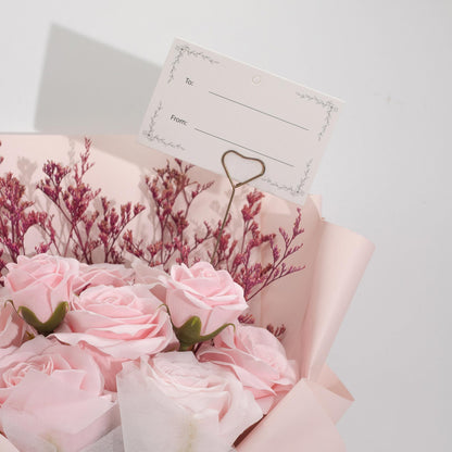 Large bouquet of pink roses - Love is eternal - Gift card