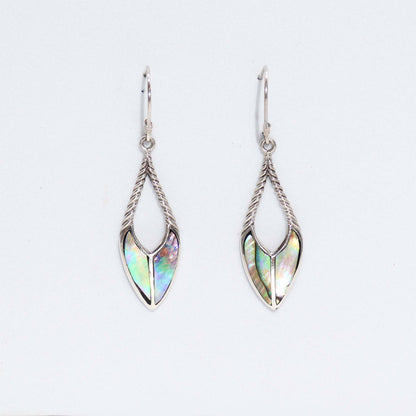 Shell and Silver Earrings - Spearhead - Abalone