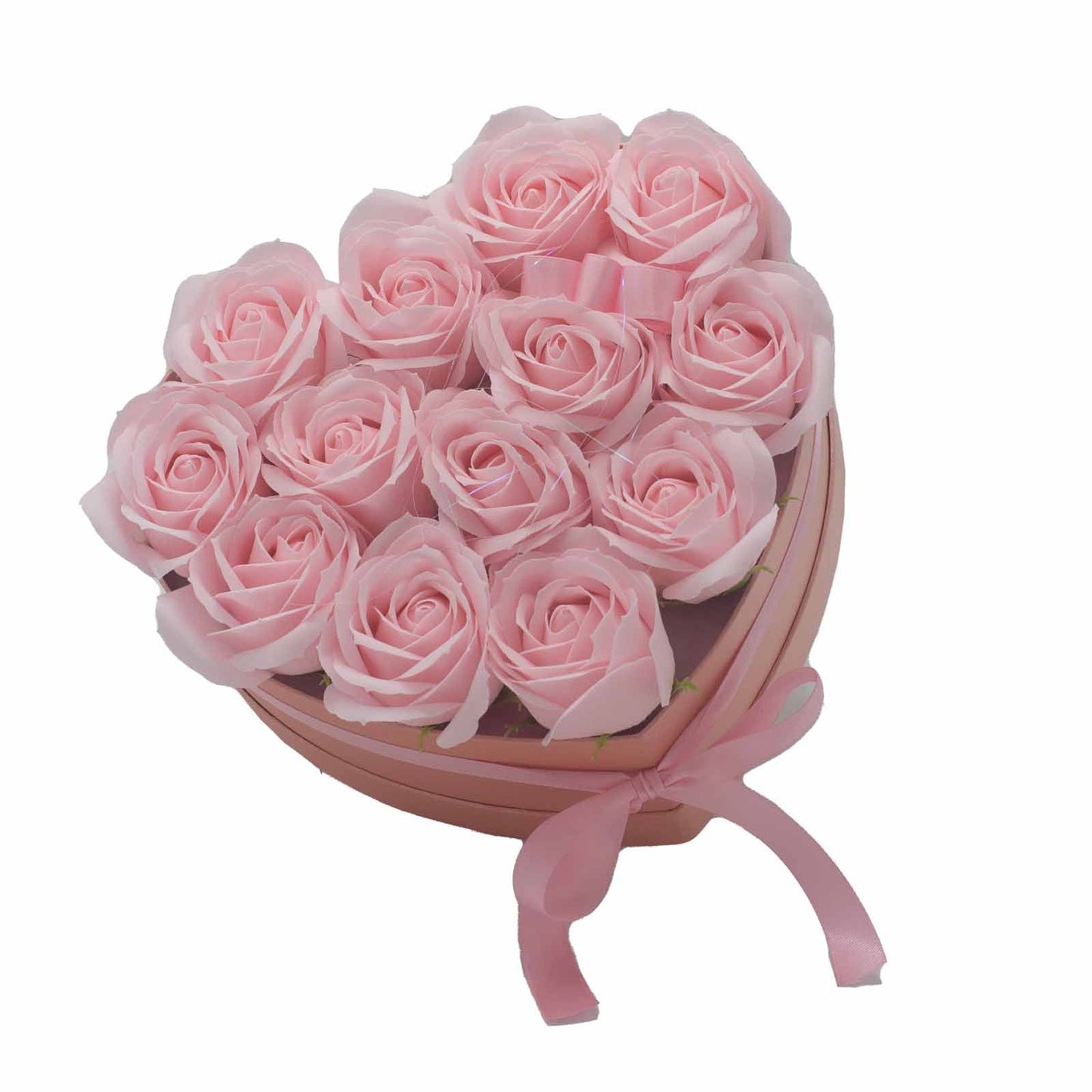 Gift Box - Soap Flower 13 Pink Roses - Heart