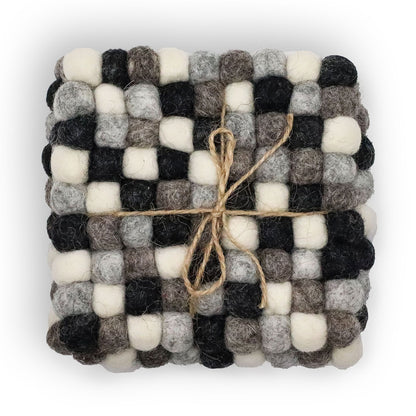 10cm square felt coasters, multicolored grey (set of 4)