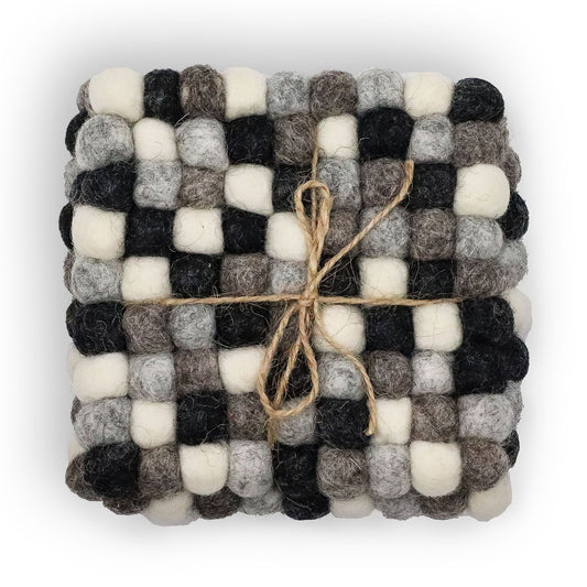 10cm square felt coasters, multicolored grey (set of 4)