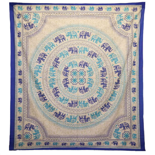 Tapestry / Hanging - Elephant Mandala - Blues