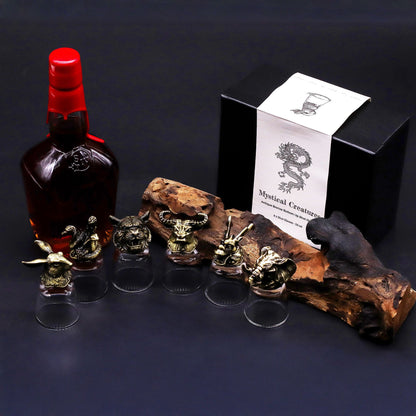 Gift set of 6 shot glasses (50 ml) - Wild Forest Creatures - Antique Bronze