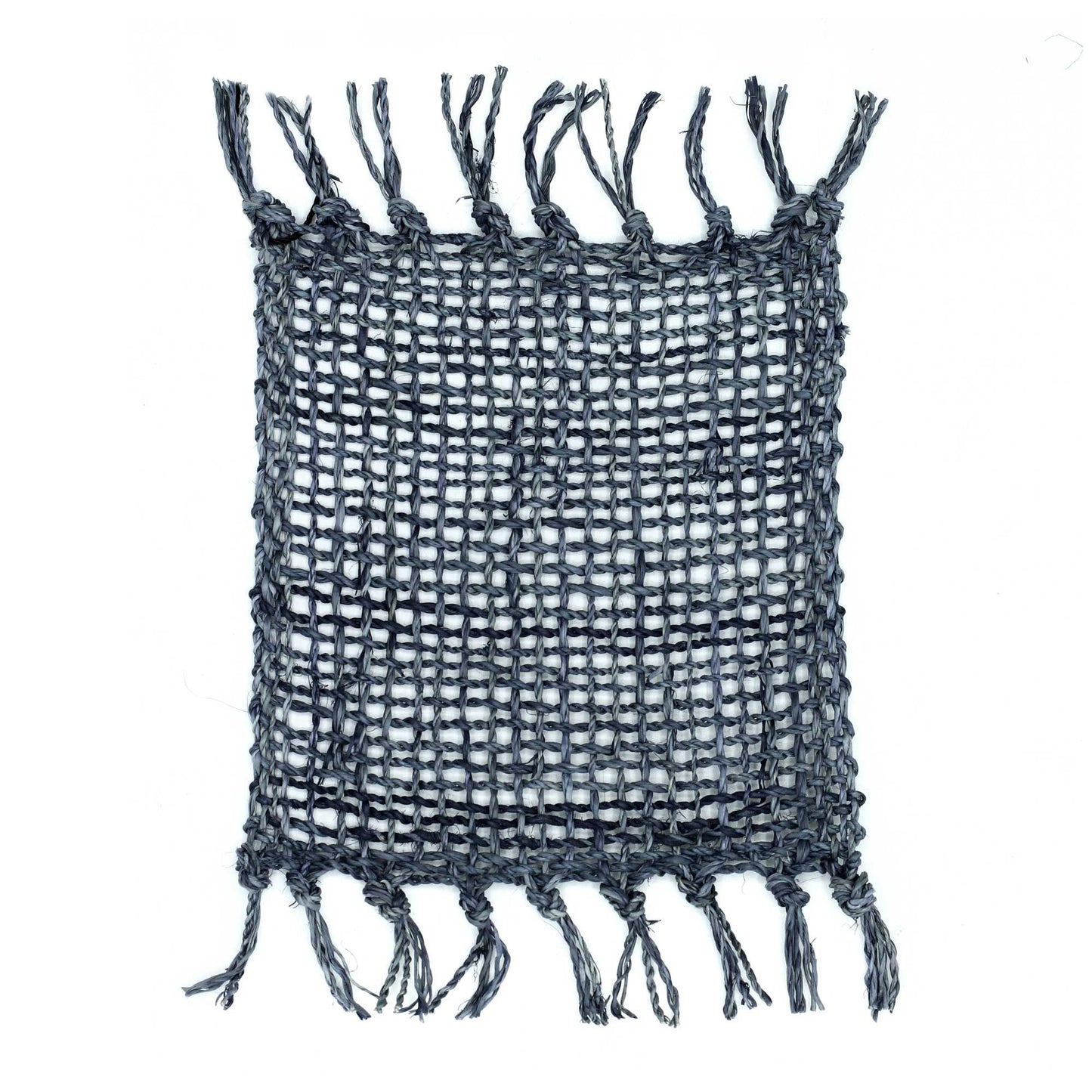 Set of 4 Natural Fringe Coasters - Charcoal