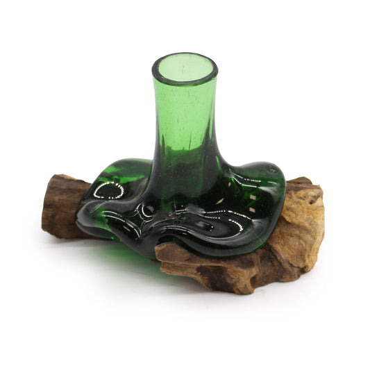 Botellas de cerveza recicladas -Mini vase de flor en madera