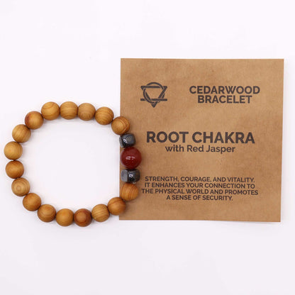 Cedar Bracelet - Root Chakra - Red Jasper