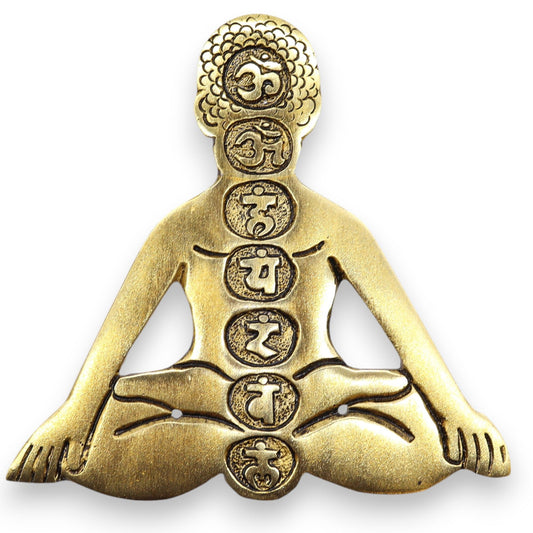 Yoga Incense Holder Seven Chakras Golden Aluminum 12x12cm