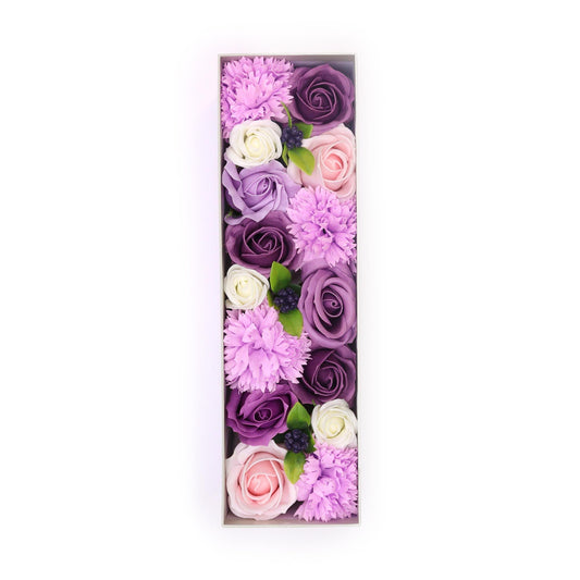 Caja Larga flores - Rosa Lavanda y Clavel