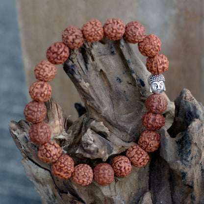 Rudraksha Buddha Japa Mala Bracelet - Natural
