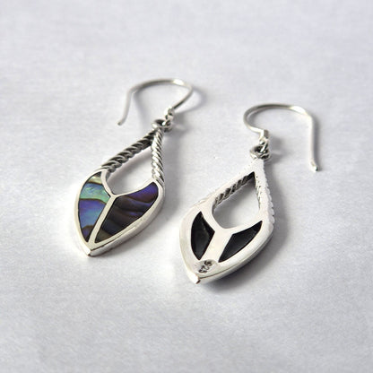 Shell and Silver Earrings - Spearhead - Abalone